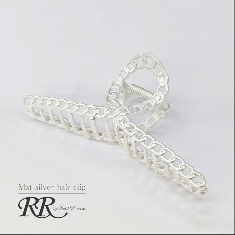おしゃれ マット シルバー 金属 ヘアクリップ メタル バンスクリップ