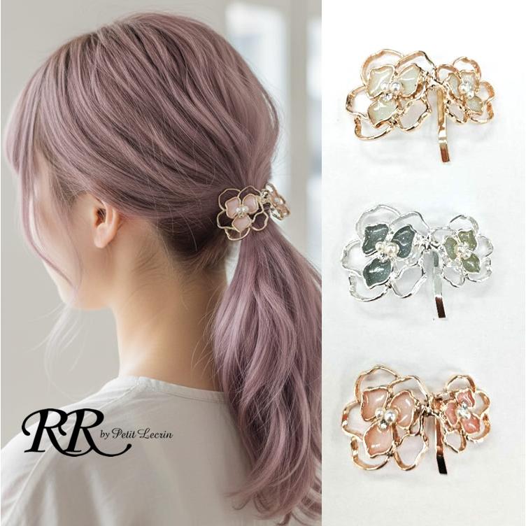 ポニーフック フラワー ビジュー ヘアフック レディース 花 アクリル