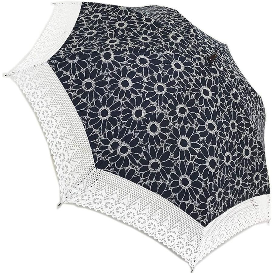 残りわずか 高級傘 日傘 上品な 純パラソル 綿エンブ プリントトーションレース切継 長傘 50cm Uvケアパラソル ネイビー地 ホワイト 最適な価格 Homeofmalones Com