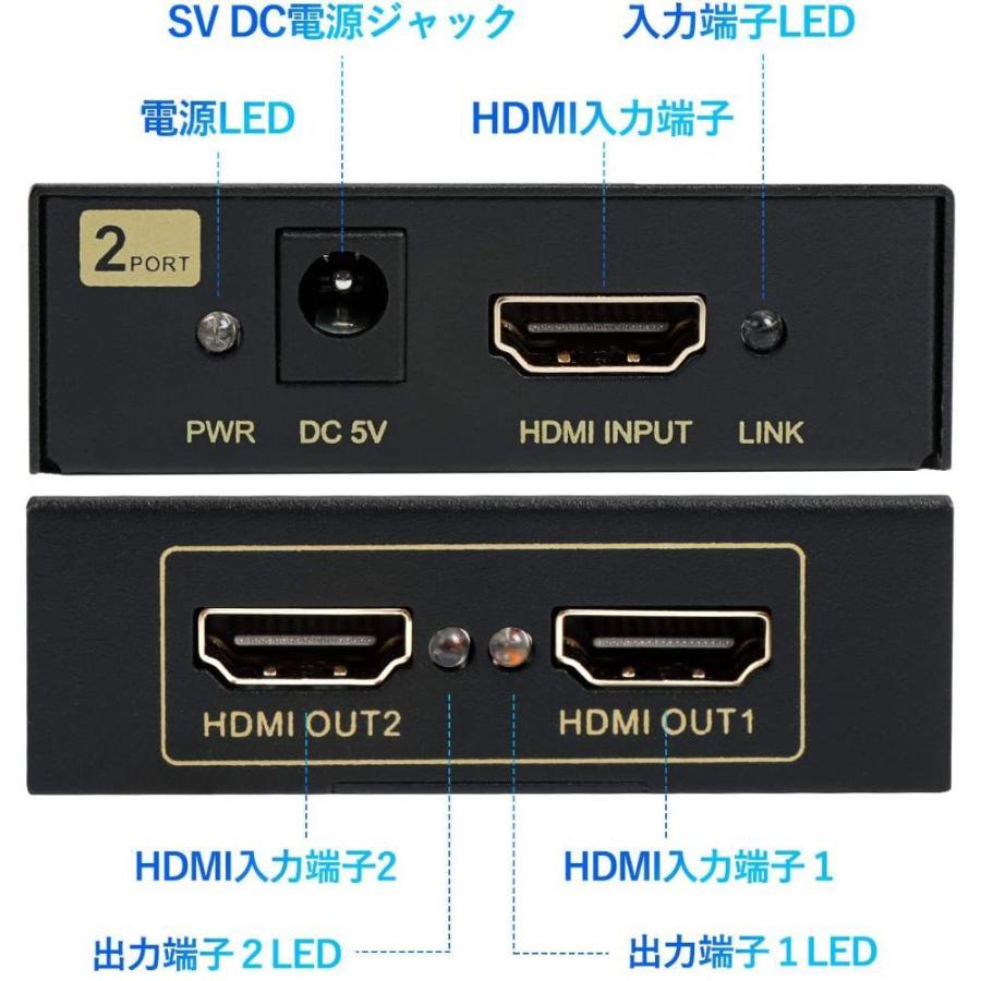 AstroAI HDMI 分配器 HDMI スプリッター HDMI 同時出力 1入力2出力 アダプターPSE認証 同時出力 4K 3D HDCP V  その他PCサプライ、アクセサリー