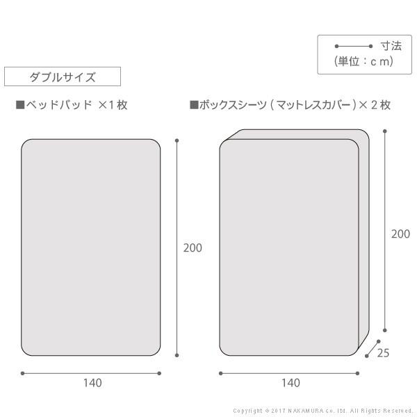 ベッドパッド ボックスシーツ 日本製 洗えるベッドパッド・シーツ3点セット ダブルサイズ ダブル｜rrd｜03