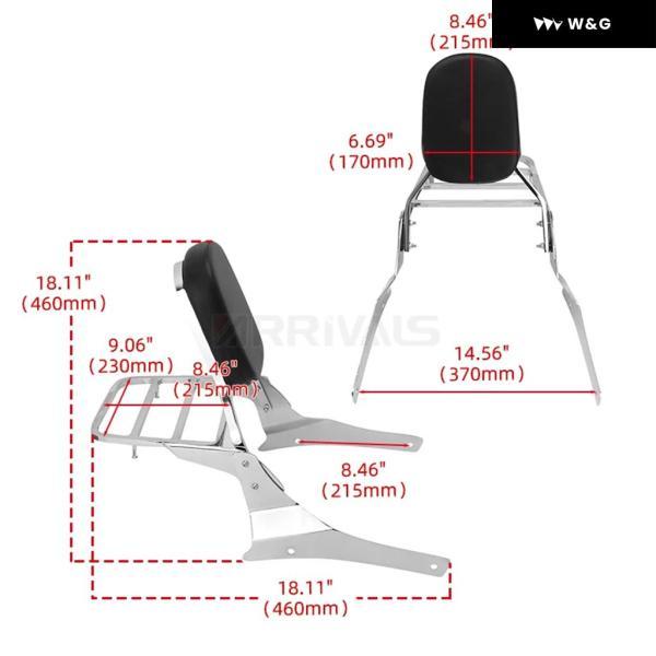 並行輸入品 オートバイ バイク パッセンジャー シーシーバー バックレスト ラゲッジラック スズキ ブルバード M50 C50 05-11 イントルーダー ボルシア VL4の画像