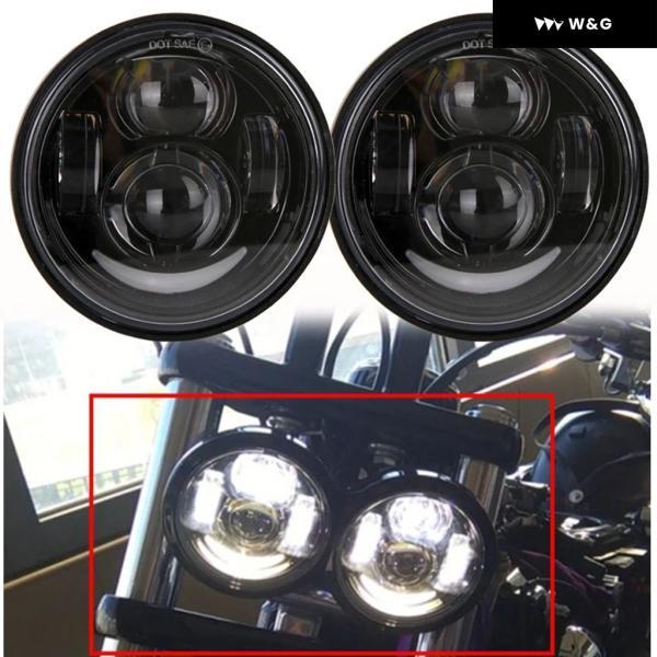並行輸入品 2個 5インチ ファットボブ LED ヘッドライト ハーレー オートバイ バイク ハーレー ダイナ ファットボブ デュアル ヘッドランプ ダブルLED ヘッ_1