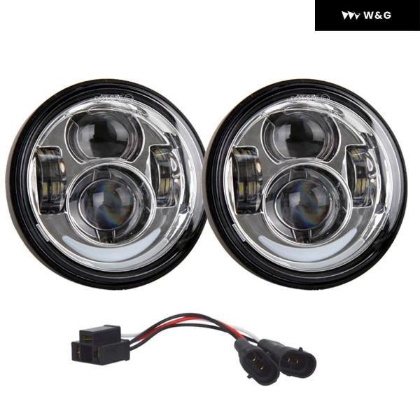 並行輸入品 2個 5インチ ファットボブ LED ヘッドライト ハーレー オートバイ バイク ハーレー ダイナ ファットボブ デュアル ヘッドランプ ダブルLED ヘッ_2