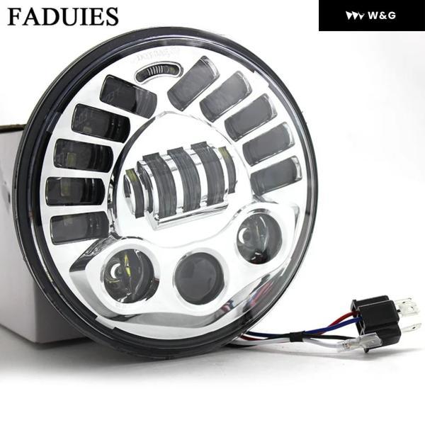 並行輸入品 アダプティブクローム 7インチ LEDプロジェクション ヘッドライト LED ヘッドライト H4 ハイロービーム ハーレー ツーリング用 LED ヘッドランの画像