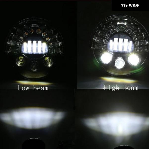 並行輸入品 アダプティブクローム 7インチ LEDプロジェクション ヘッドライト LED ヘッドライト H4 ハイロービーム ハーレー ツーリング用 LED ヘッドランの画像