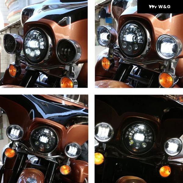 並行輸入品 アダプティブクローム 7インチ LEDプロジェクション ヘッドライト LED ヘッドライト H4 ハイロービーム ハーレー ツーリング用 LED ヘッドランの画像