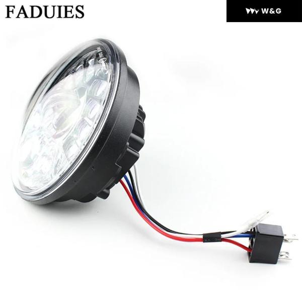 並行輸入品 5.75インチ ラウンド型 オートバイ バイク アダプティブ LED ヘッドライト ハーレー スポーツスター オートバイ バイク 5-3/4インチ ブラック/_3
