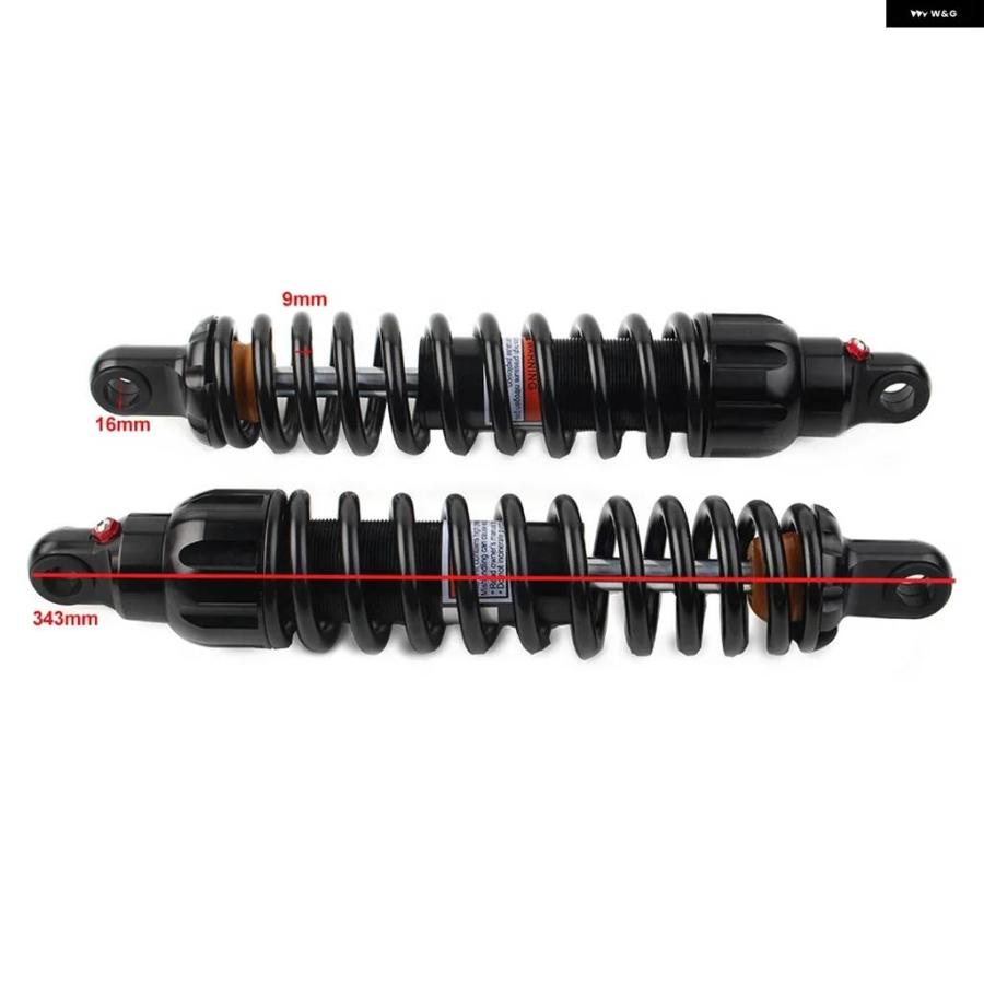 並行輸入品バイク リアサスペンション 調整可能 ブラック エア ダンパー 343MM ヤマハ スズキ ホンダ カワサキ バイク 交換部品_5