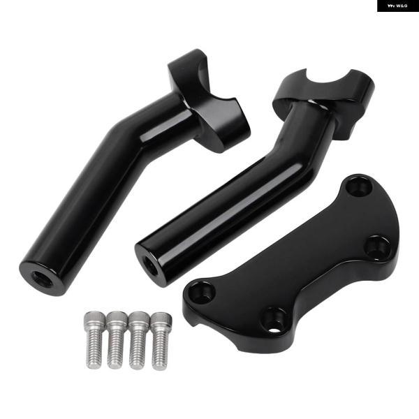 並行輸入品6.5インチ ブラック プルバック ハンドルバー ライザー トップクランプ ハーレー 1インチ バー ダイナ ローライダー ワイドグライド FXDWG フ_2