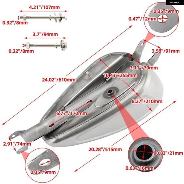 並行輸入品14.4L 3.8ガロン オートバイ 未塗装 ガス キャブレター 燃料タンク アクセサリー ハーレー スポーツスター 1200 フォーティーエイトの画像