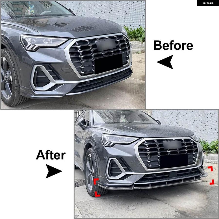 並行輸入品3個セット 車用フロント バンパー スプリッター スポイラー リップ アウディ Q3 F3 SLINE 2019 - 24の画像