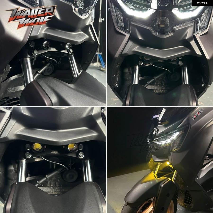 並行輸入品バイク LEDスポットライト 補助 フォグランプ ヤマハ N-MAX 155 TURBO 2025 ホワイト アンバー ハイロービーム DRL ライト_6