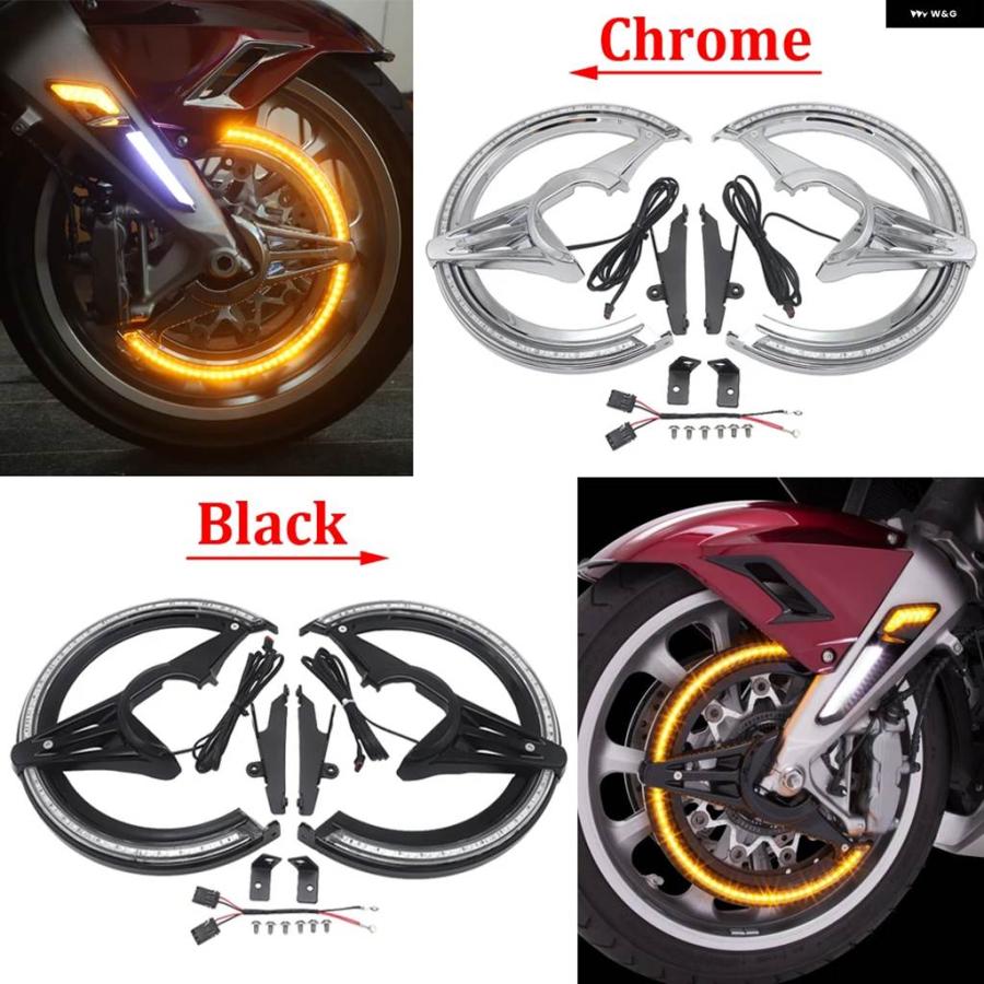 並行輸入品 ブラックメッキ GL1800 バイク ブレーキディスク LED ローターカバー ホンダ ゴールドウイング 1800 F6B GL1800 2018_6