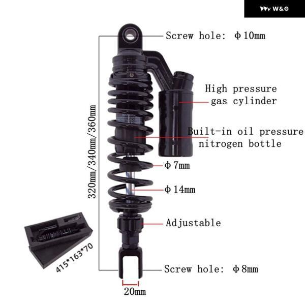 並行輸入品 1ペア 320MM / 340MM / 360MM オートバイ バイク リア調整ダンピングショック アブソーバー ホンダ ヤマハ リアサスペンション用の画像