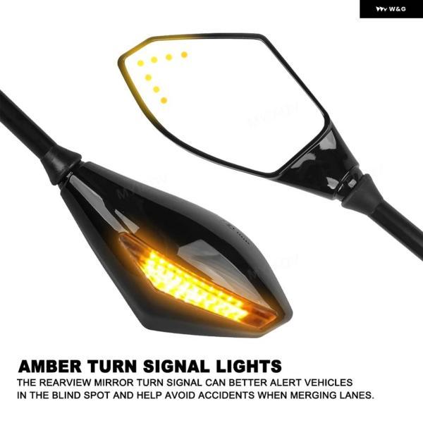 並行輸入品BMW 10MMバックミラー LED ウィンカーライト 付き BMW ホンダ ヤマハ リアミラー アクセサリーの画像
