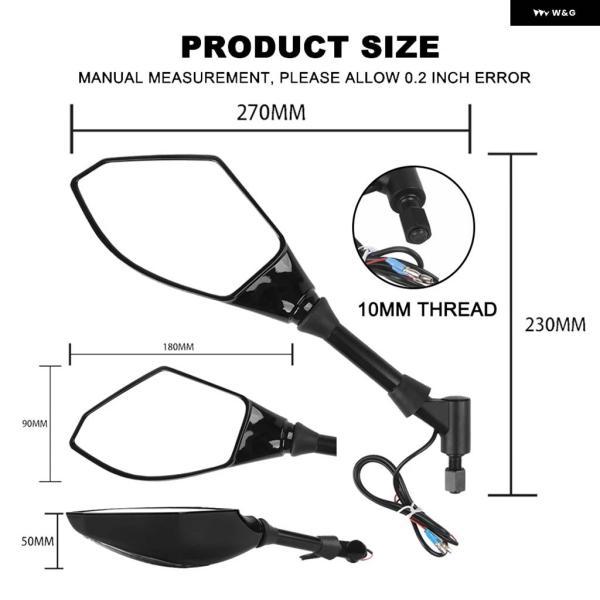 並行輸入品BMW 10MMバックミラー LED ウィンカーライト 付き BMW ホンダ ヤマハ リアミラー アクセサリーの画像