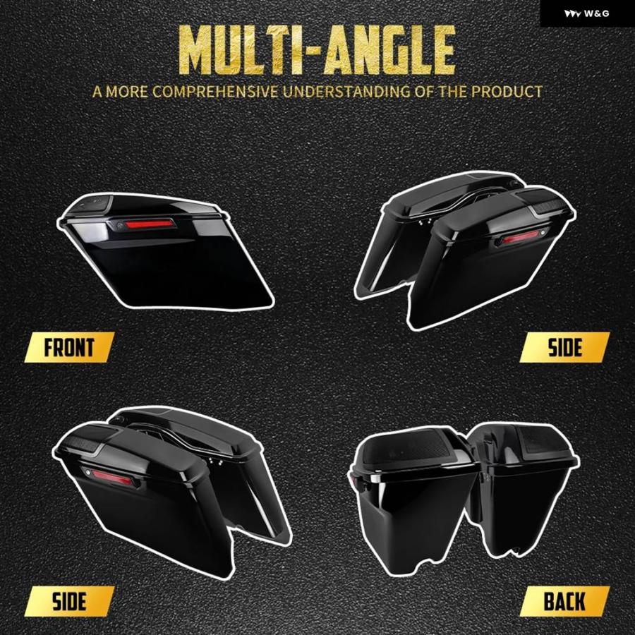 並行輸入品 オートバイ 4インチ ストレッチ ハード サドルバッグ スピーカー カバー トランク バッグ ハーレー ツーリング エレ_5