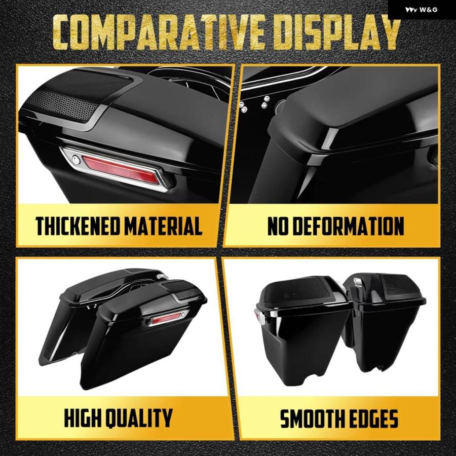 並行輸入品 オートバイ 4インチ ストレッチ ハード サドルバッグ スピーカー カバー トランク バッグ ハーレー ツーリング エレ_6
