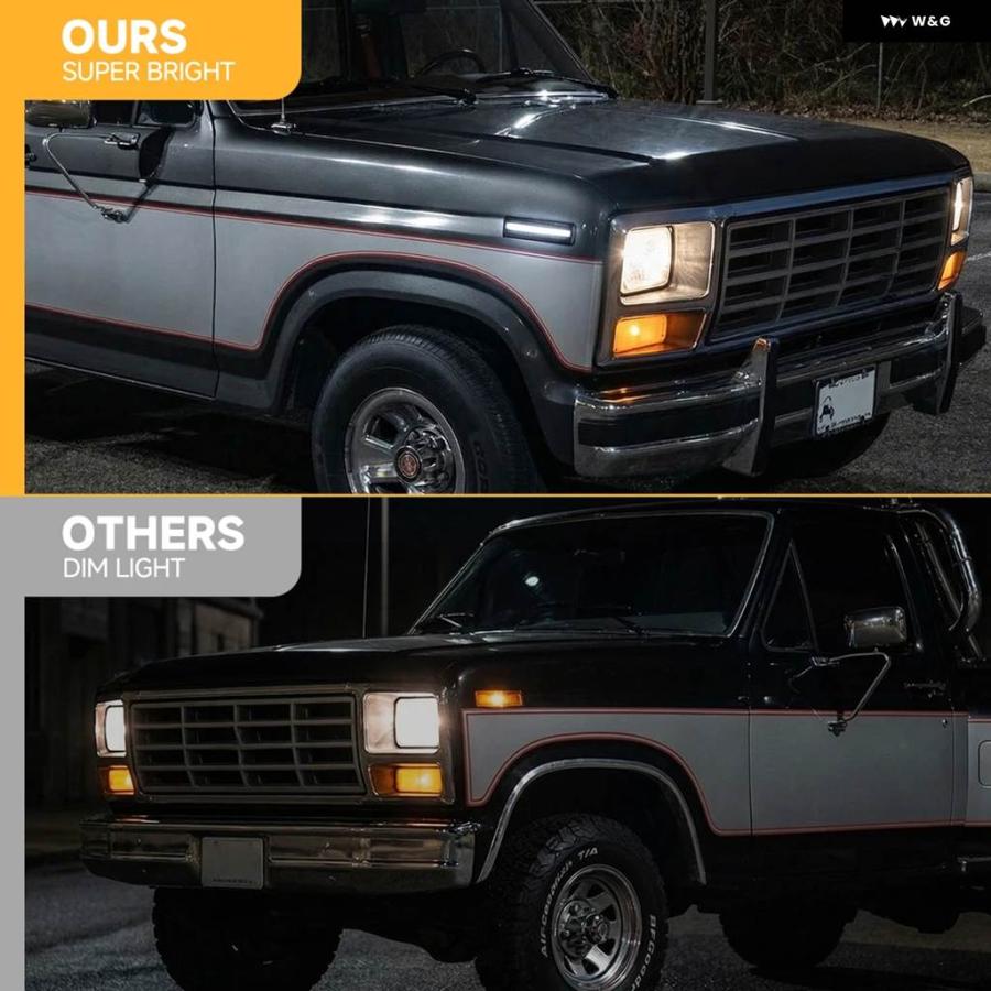 並行輸入品 2個 1980-1986フォード F-100 F-150 F-250 F-350 ブロンコ LED サイド マーカーライト フロント バンパー ウィンカーの画像