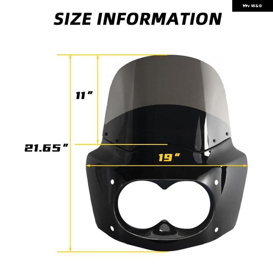 並行輸入品 11インチ/13インチ/15インチ オートバイ ウインドシールド ダイナ ファットボブ フェアリング ダブルランプ フェアリ_14