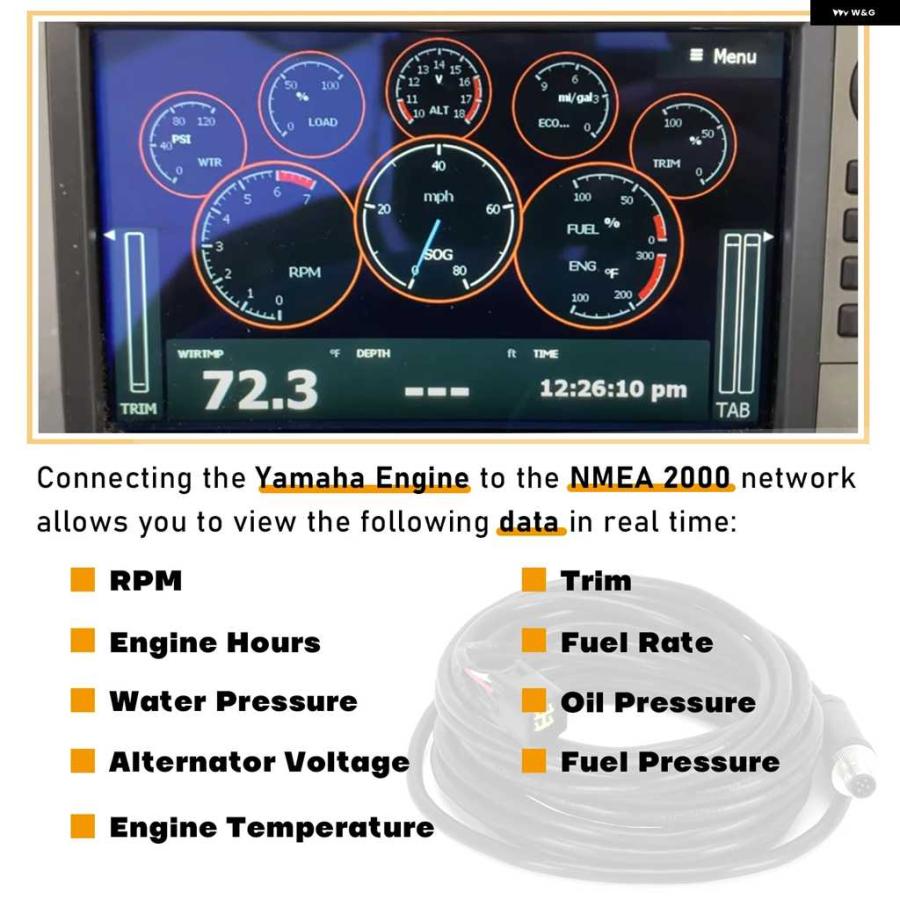 並行輸入品LOWRANCE SIMRAD 000-0120-37 ヤマハ エンジン インターフェイス ケーブル NMEA 2000 7Mインチ ティンチ付き | ブランド登録なし | 04