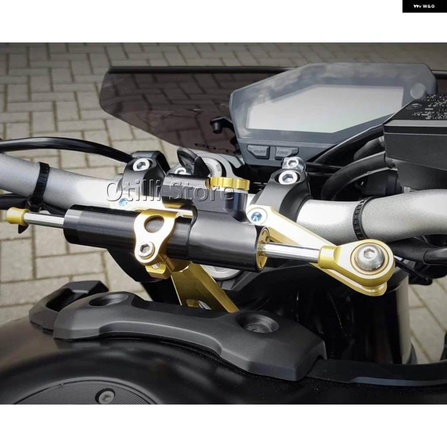 並行輸入品オートバイ カーボンステアリングスタビライズ ダンパー マウント ブラケット キット ヤマハ MT-09 MT09 FZ09 FZ-09 2013 2014 2015 - 2020_23