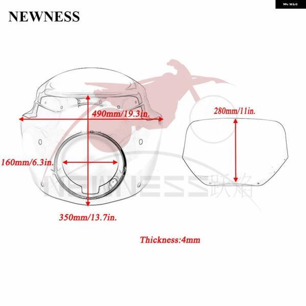 並行輸入品オートバイ 5-3/4インチ ヘッドライト フェアリング 11インチ ウインドシールド 49MM ブラケット マウント 付き ハーレー ダビッドソン ダイ_4