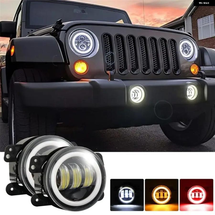 並行輸入品 ジープ 4インチ LED フォグランプ ハロリングワークライト