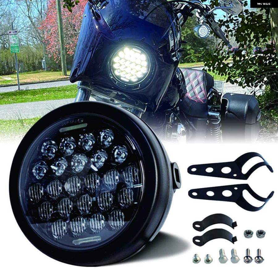 並行輸入品 5-3/4インチラウンド ヘッドランプ ハーレー ダイナスポースター1200 883 5.75インチプロジェクター LED DRL H4モトの画像