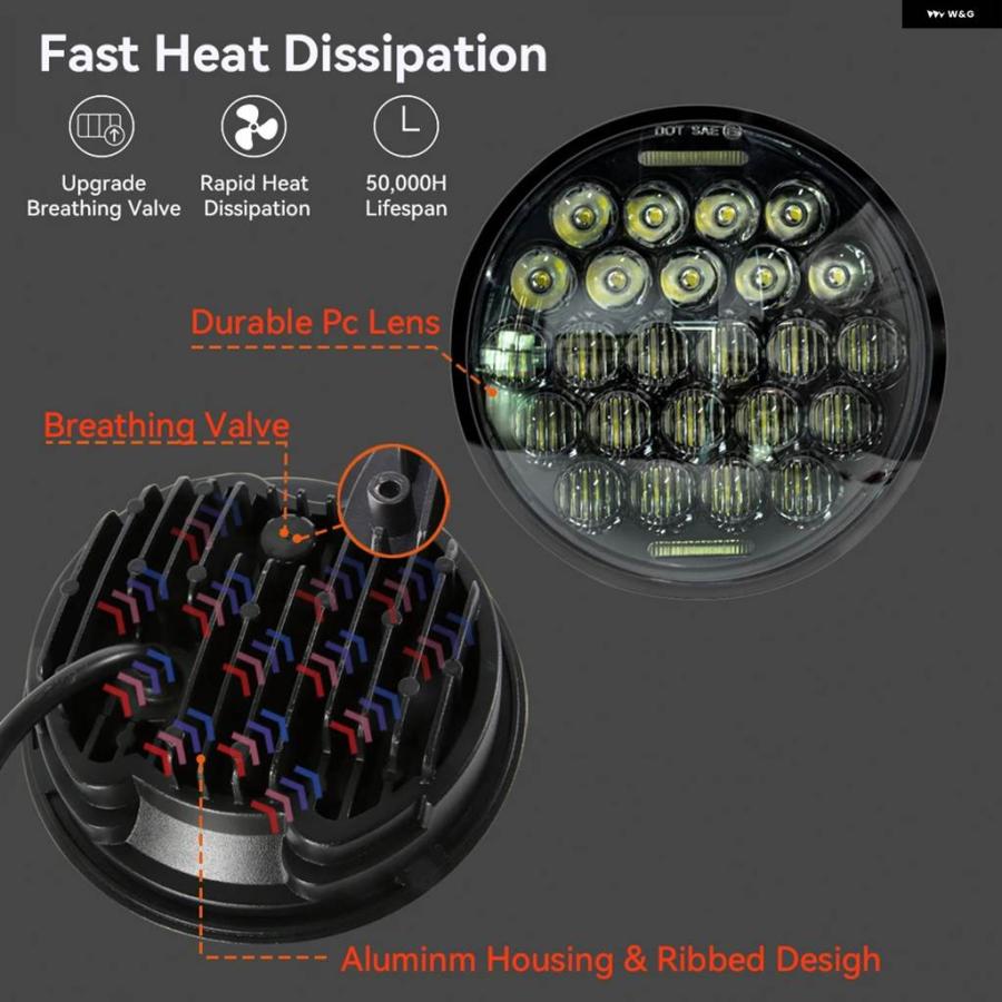 並行輸入品 5-3/4インチラウンド ヘッドランプ ハーレー ダイナスポースター1200 883 5.75インチプロジェクター LED DRL H4モトの画像