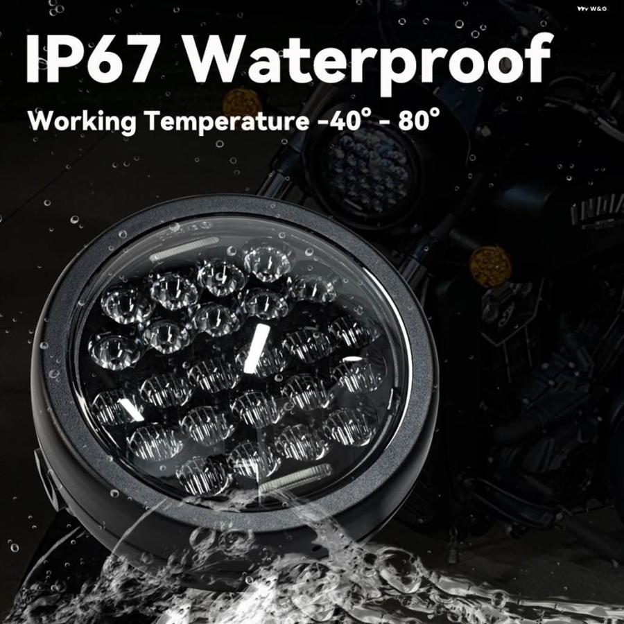 並行輸入品 5-3/4インチラウンド ヘッドランプ ハーレー ダイナスポースター1200 883 5.75インチプロジェクター LED DRL H4モトの画像