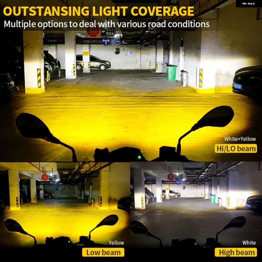 並行輸入品 18000LM オートバイ ヘッドライト フォグライト LED 補助運転灯スポットライト ヘッドランプ デュアルカラーフラッシャーファロの画像