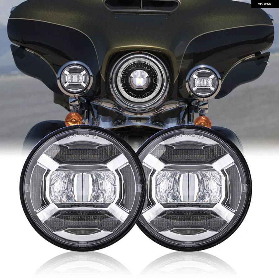 並行輸入品 4.5インチ LED フォグ補助スポットランプ ブラッククローム 4 1/2インチ バイク フォグライト ハーレー 30W 防水 4.5インチの画像