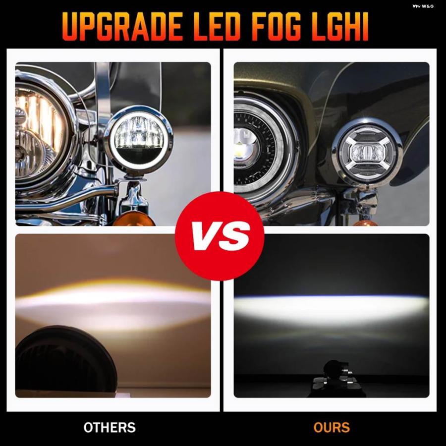 並行輸入品 4.5インチ LED フォグ補助スポットランプ ブラッククローム 4 1/2インチ バイク フォグライト ハーレー 30W 防水 4.5インチの画像