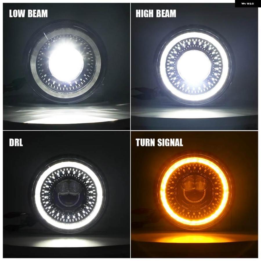 並行輸入品 7インチ LED ヘッドライト 4.5インチ フォグライト ハローリング エンジェルアイズ ウィンカー補助 オートバイ ヘッドライト 7_15