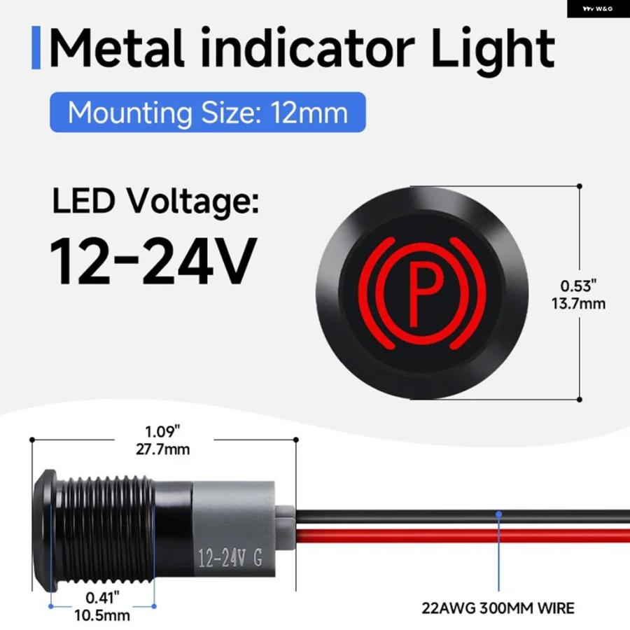 並行輸入品 12MM ダッシュボード インジケーター ライト 12V 車用 ウィンカー トラブルランプ ハイビーム 防水 ハザード灯 300MM ワイヤー | ブランド登録なし | 10