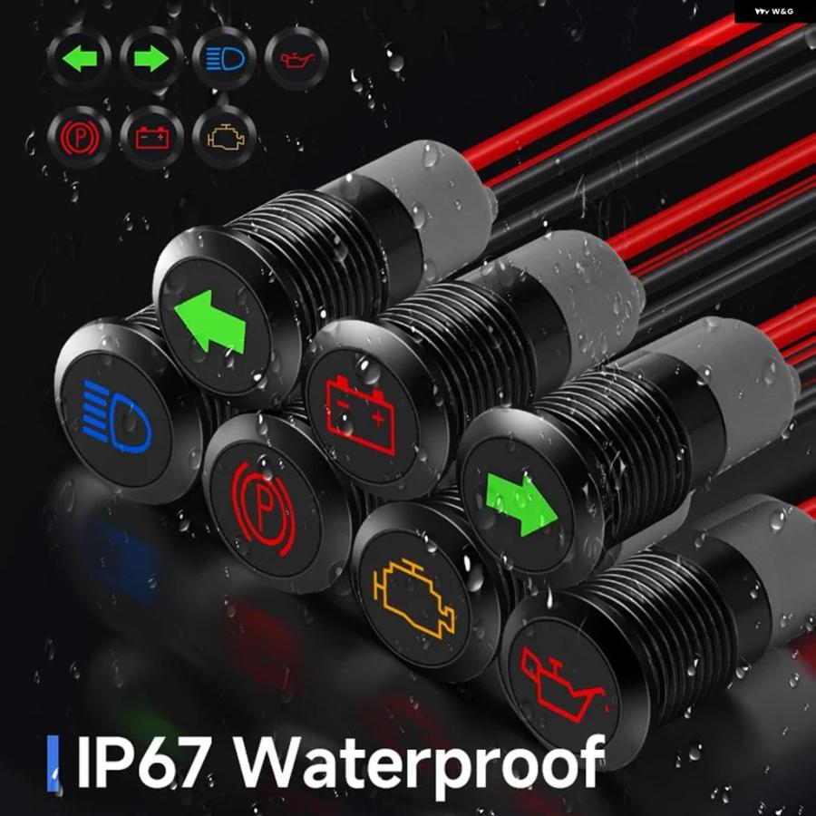 並行輸入品 12MM ダッシュボード インジケーター ライト 12V 車用 ウィンカー トラブルランプ ハイビーム 防水 ハザード灯 300MM ワイヤー | ブランド登録なし | 13