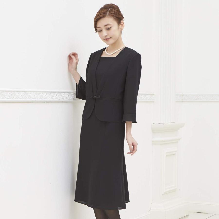 ブラックフォーマル 夏用 B Gallery ワンピース 洗える 前開き ツーピース風 夏対応 取り外し リボン 喪服 礼服 葬儀 黒 Texascashandpawn Com