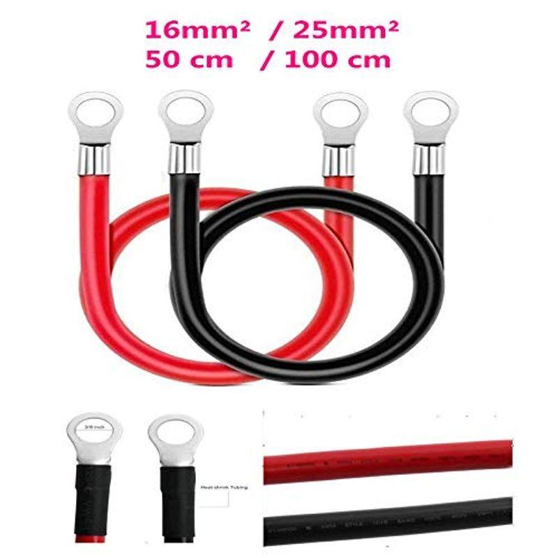 Lidantech 4 Awg 25mm 50cm赤 黒純銅バッテリーケーブル電源トランスラインセット 太陽