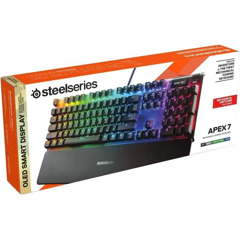 SteelSeries ゲーミングキーボード 赤軸 有線 英語配列 有機EL