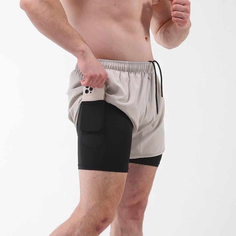 トレーニング パンツ メンズ 吸汗速乾 インナー付き ランニング 機能性 ポケット スポーツ スパッツ 運動 ショートパンツ 大きいサイズ  ジャージシンプル パンツ