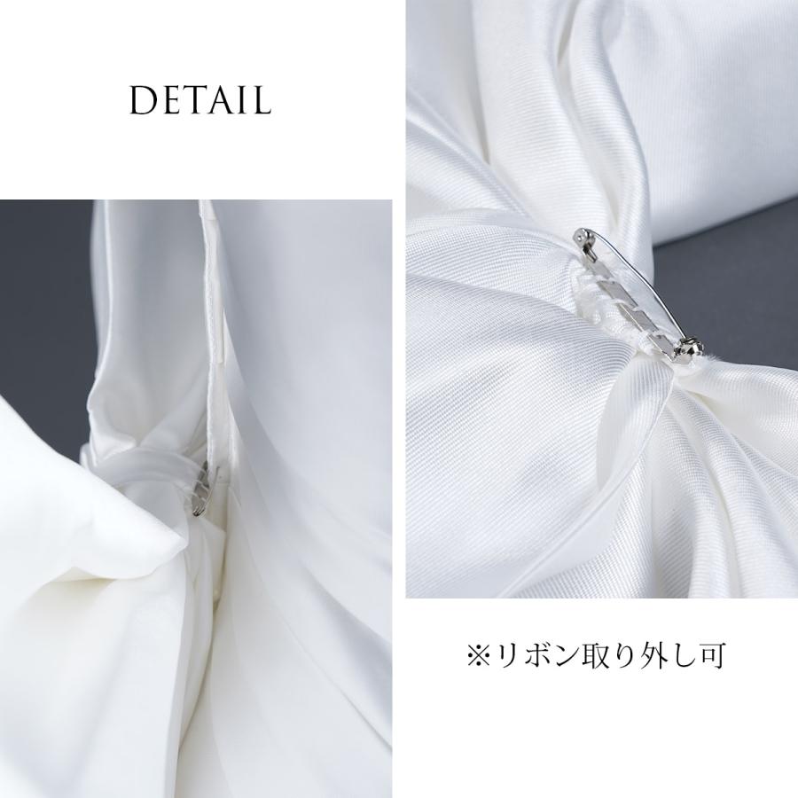 リボンテール ホワイトドレス ミカドサテン 結婚式 ウェディング 白 Aライン トレーン ウエディングフォト 大きいサイズ プラスサイズ ラグジュアリー FD-080299の画像