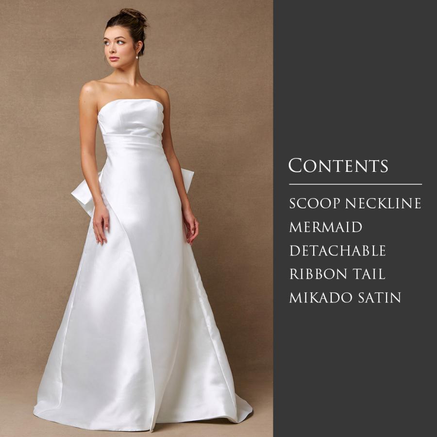 リボンテール ホワイトドレス ミカドサテン 結婚式 ウェディング 白 A