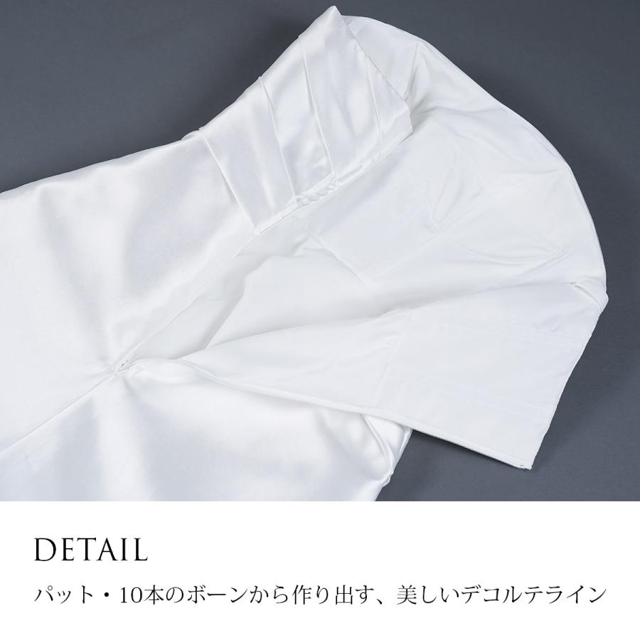 リボンテール ホワイトドレス ミカドサテン 結婚式 ウェディング 白 Aライン トレーン ウエディングフォト 大きいサイズ プラスサイズ ラグジュアリー FD-080299の画像