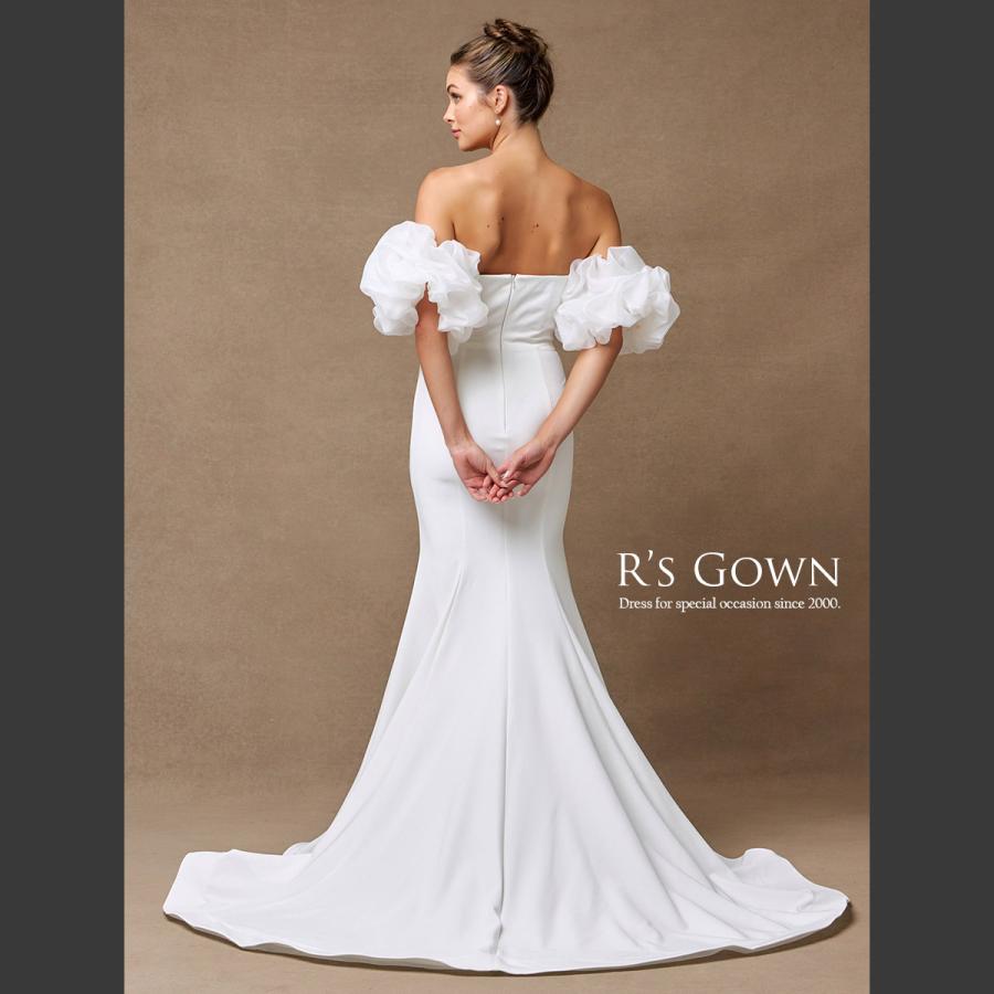 パフスリーブ オフショル ホワイト ドレス ビスチェドレス