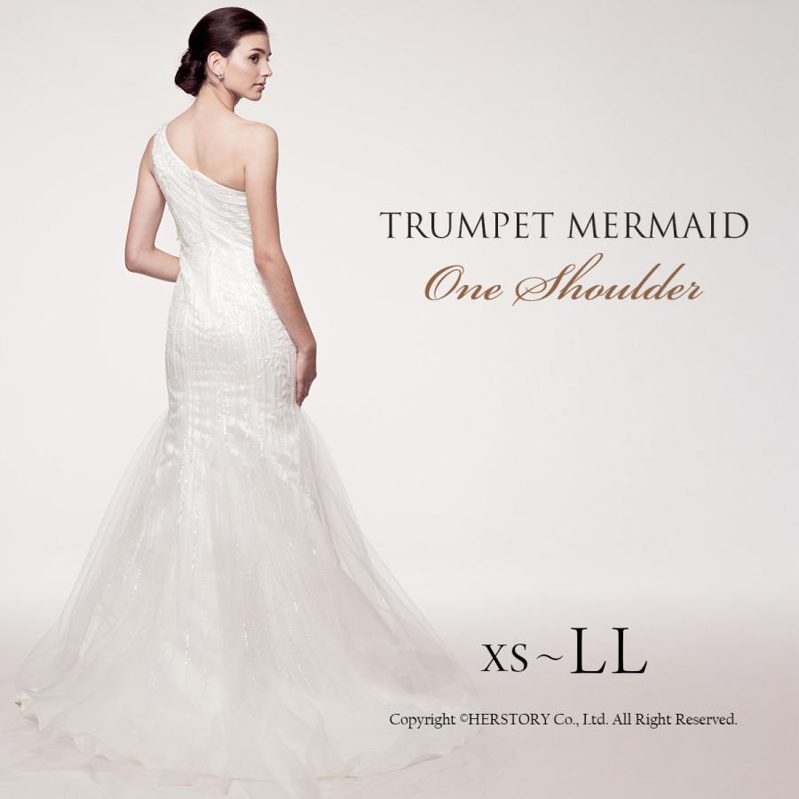 ワンショルダー マーメイドドレス ビーズ装飾 ワンショル 演奏会 結婚