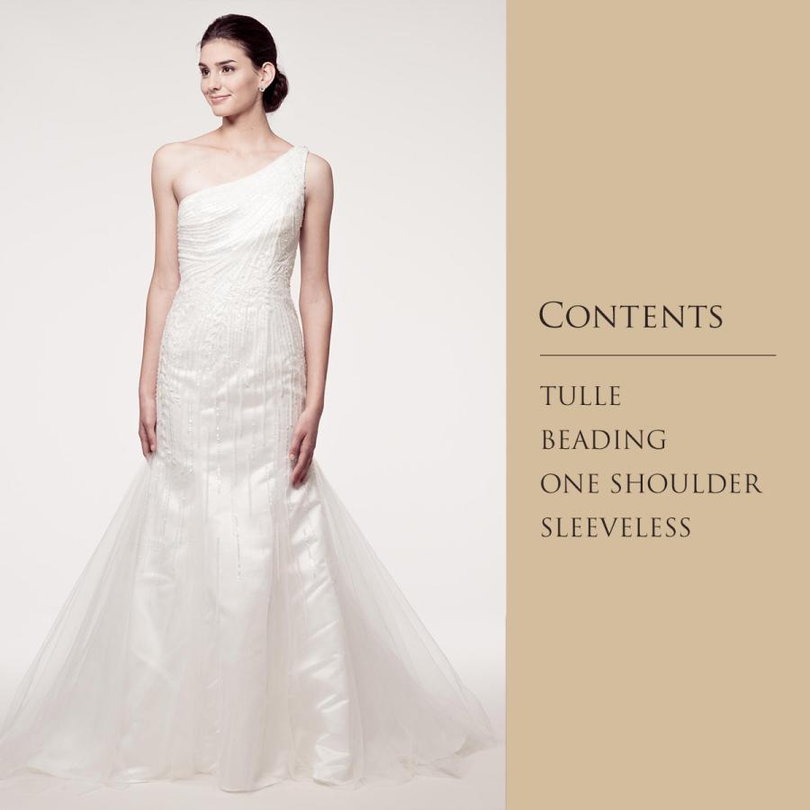 ワンショルダー マーメイドドレス ビーズ装飾 ワンショル 演奏会 結婚