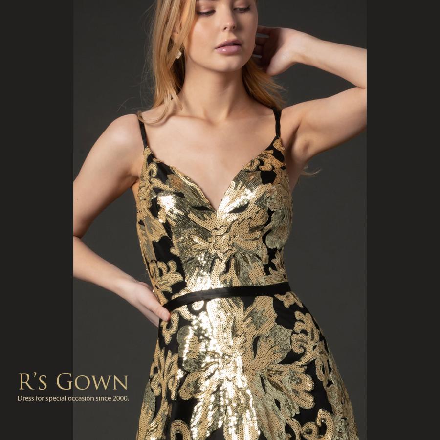 ロングドレス スパンコール パーティードレス ステージドレス 黒 舞台