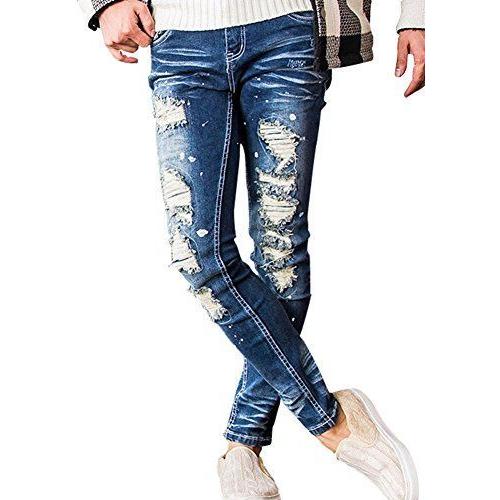 買い オンライン キャバリア Cavaria メンズ ハード ダメージ デニム スキニーパンツ ジーンズ ジーパン スリム 細身 48 Xl Ind 普及品 Www Superavila Com